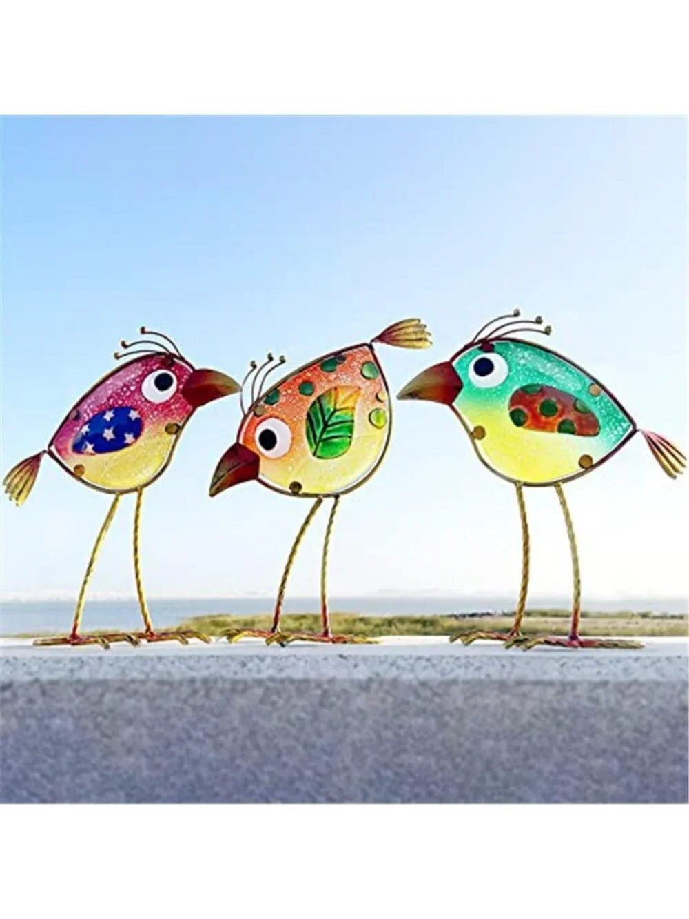 Garden Decor for Outside,Funny Metal & Glass Bird Decor for Indoor &
